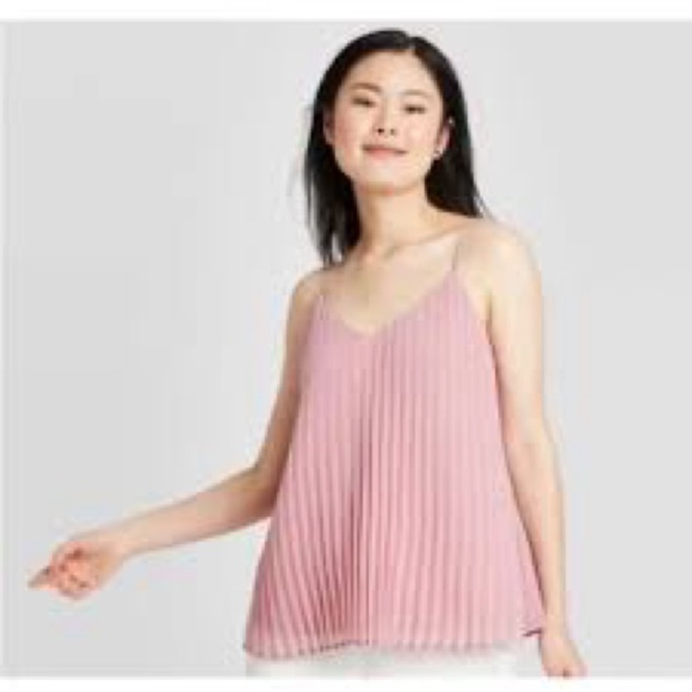 Pink Pleated Tank